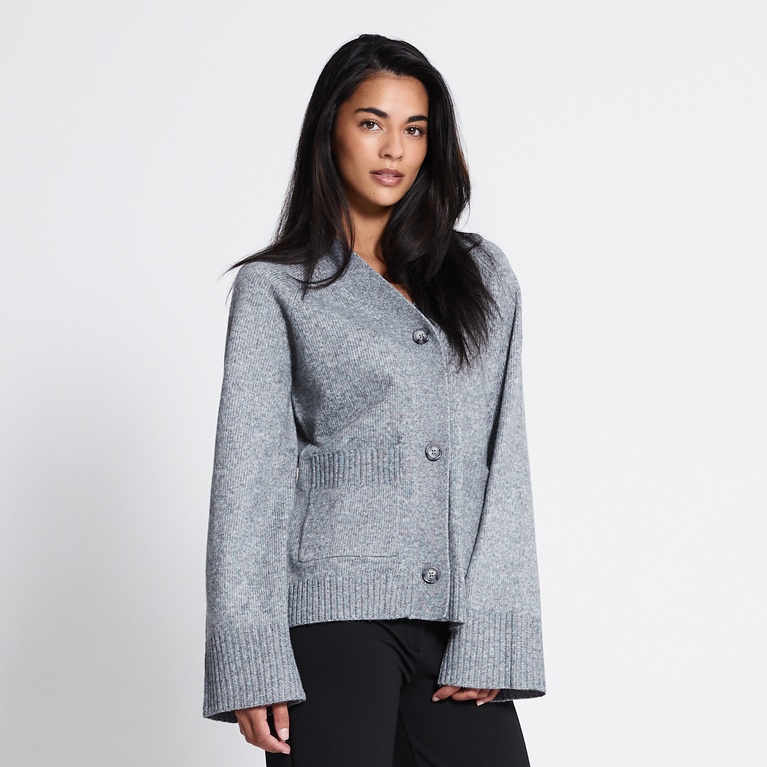 Fitted cardigan "Sabrina" Grey Melange